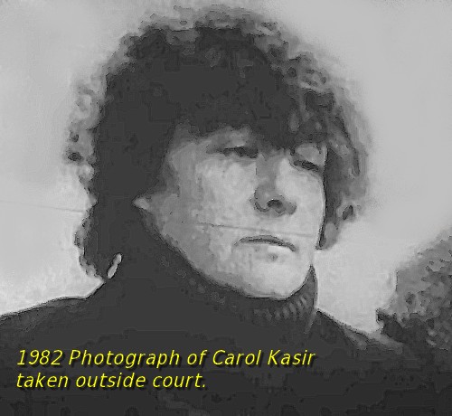 photograph of carol kasir taken outside court 1982