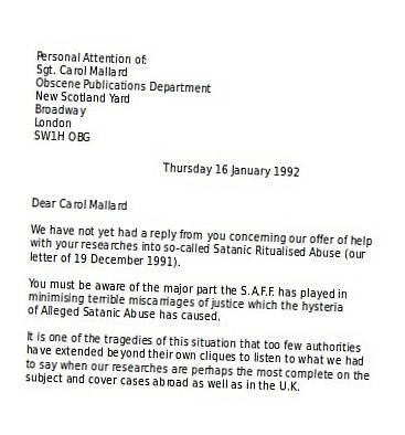 Letter from SAFF to Carol Mallard