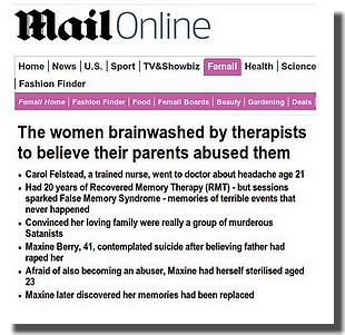 Daily Mail article on
                        False Memory February 2014