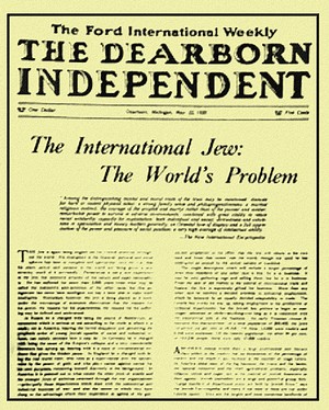 The front Page from Henry Ford's anti-Semitic Dearborne Independent