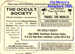 Advertisement for Hussey's Occult Society