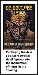 Poster portraying the jew as a stereotypical devil / satan figure