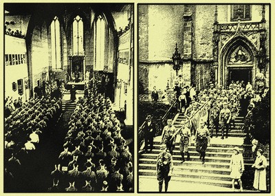 Hitlers S.A. or 'Brownshirts' the forerunner of the S.S. attending church en-masse