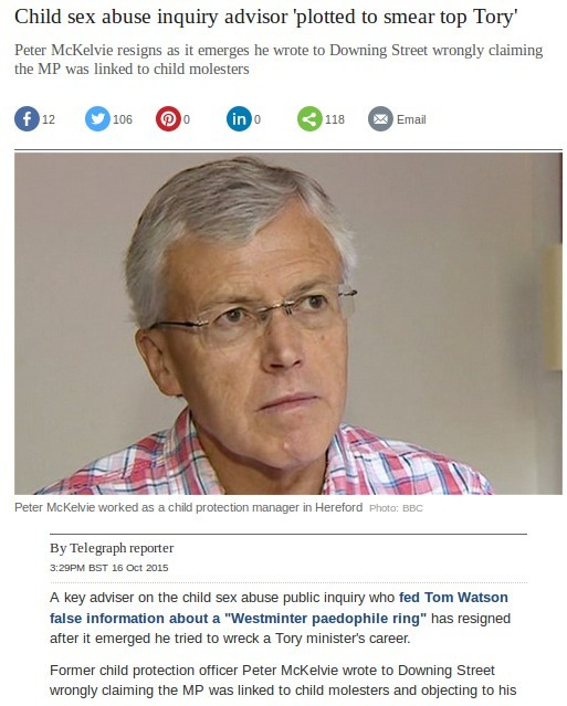 Peter McKenzie fed false information to Tom Watson MP over Westminster VIP paedo Ring Myth