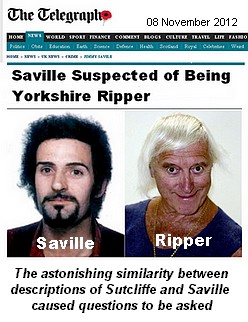 Jimmy Saville and his doppleganger Peter, The Ripper, Sutcliffe