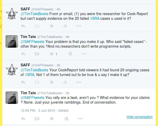 Tim Tate Failing to give Documentary evidence about his claims
